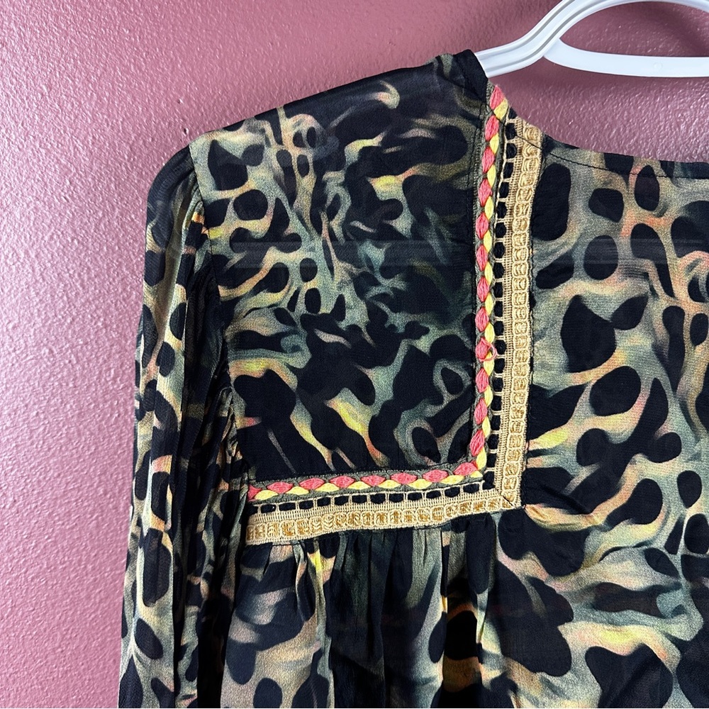 Anthropologie Bl-nk London Joelle and Leopard Peasant Blouse Size Small - Picture 8 of 10